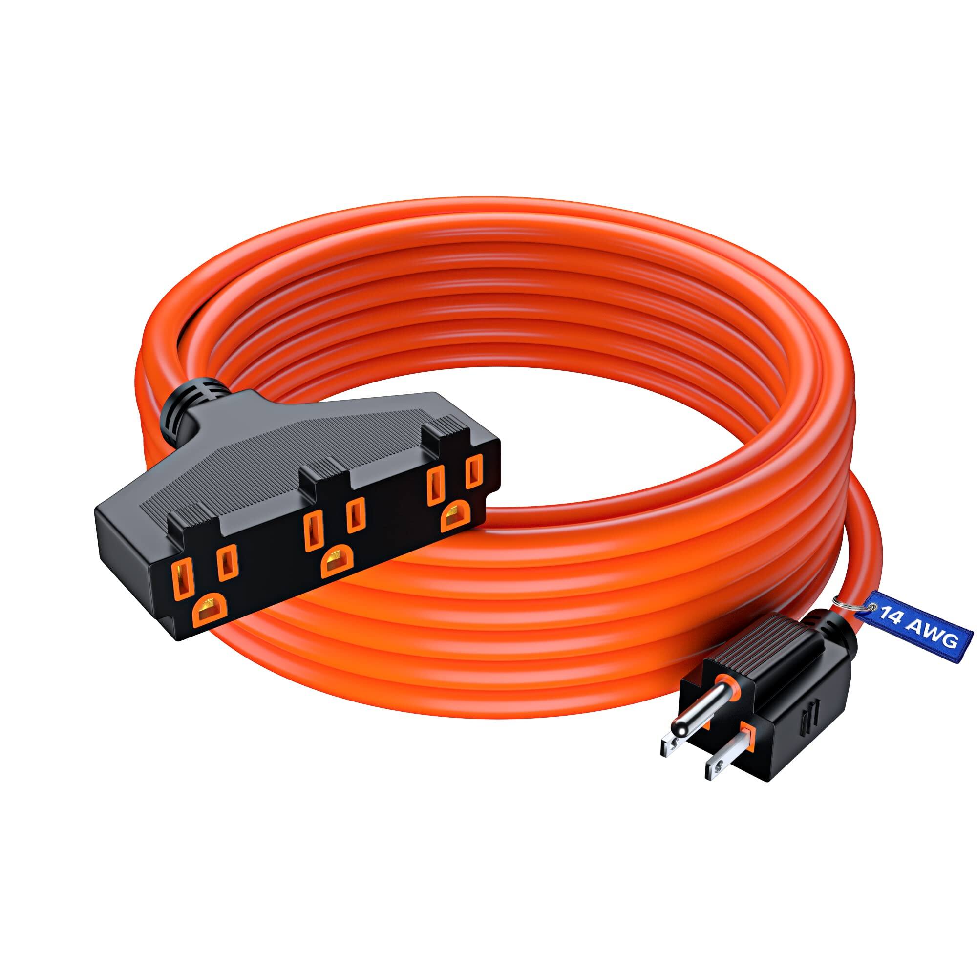 Front. Maximm - Extension Cord 30 Feet, SJTW Extension Cord with Multiple Outlets, 14 Gauge ETL Listed - Orange.
