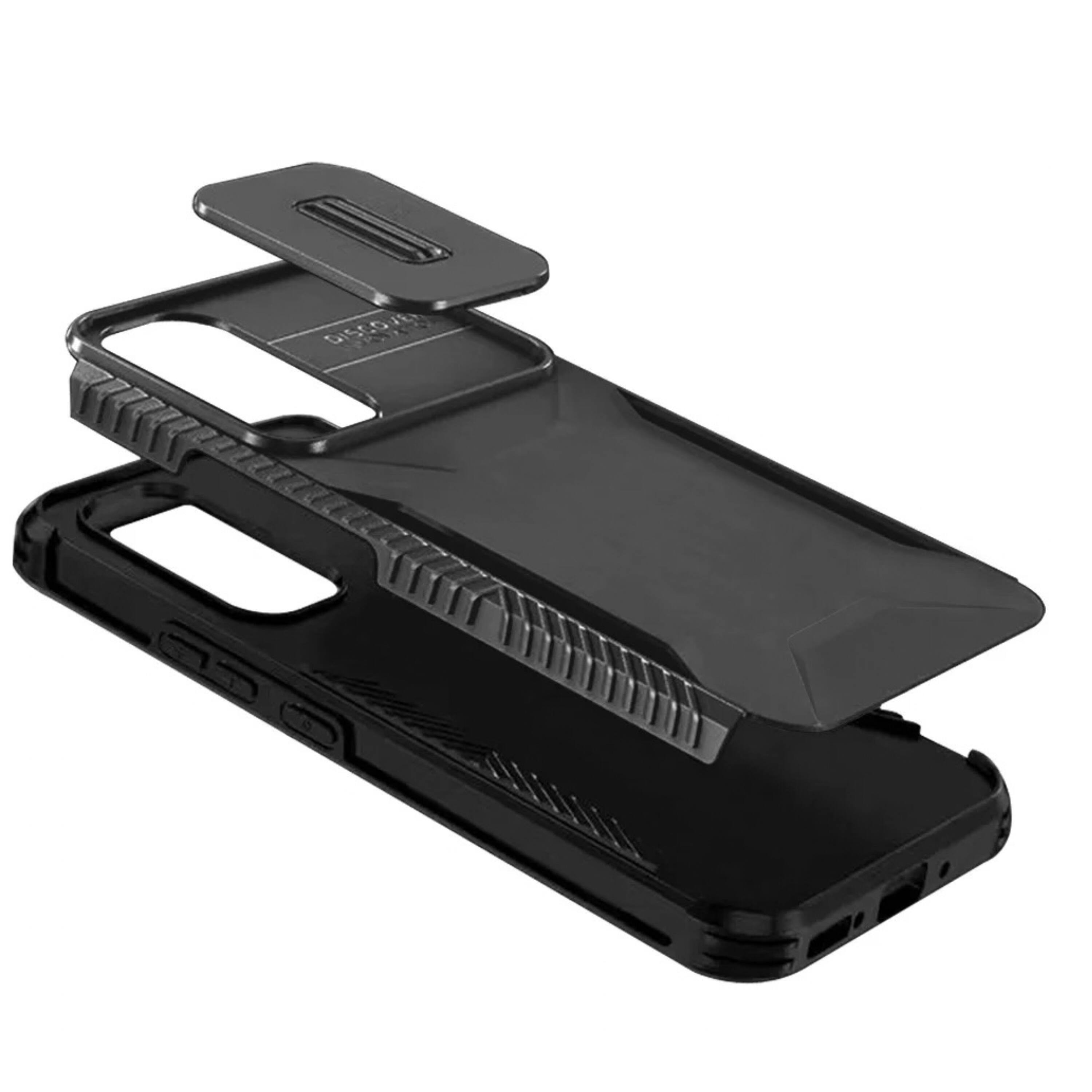 Left. Kitcheniva - Rugged Side Grip Dual Layer Sliding Rear Lens Phone Case With Tempered Glass For Samsung A16 5G Pink Teal - Pink.