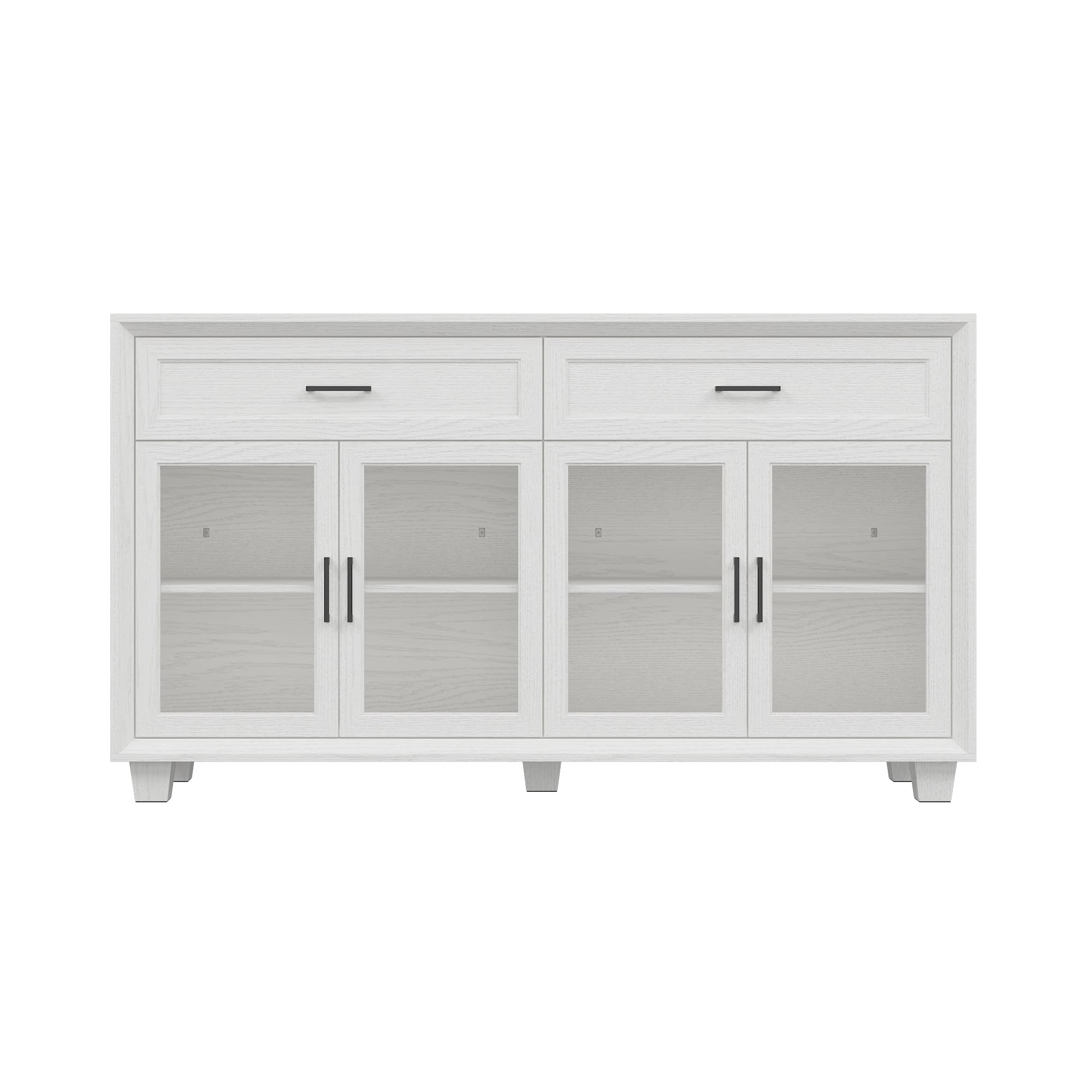 Famapy - Wood - Grain Glass - Door Storage & Display Cabinet: Elevate Your Home Aesthetic - White