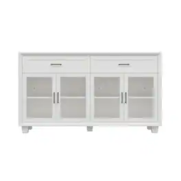 Famapy - Wood - Grain Glass - Door Storage & Display Cabinet: Elevate Your Home Aesthetic - White