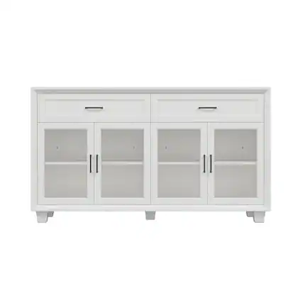 Front. Famapy - Famapy Wood - Grain Glass - Door Storage & Display Cabinet: Elevate Your Home Aesthetic - White.