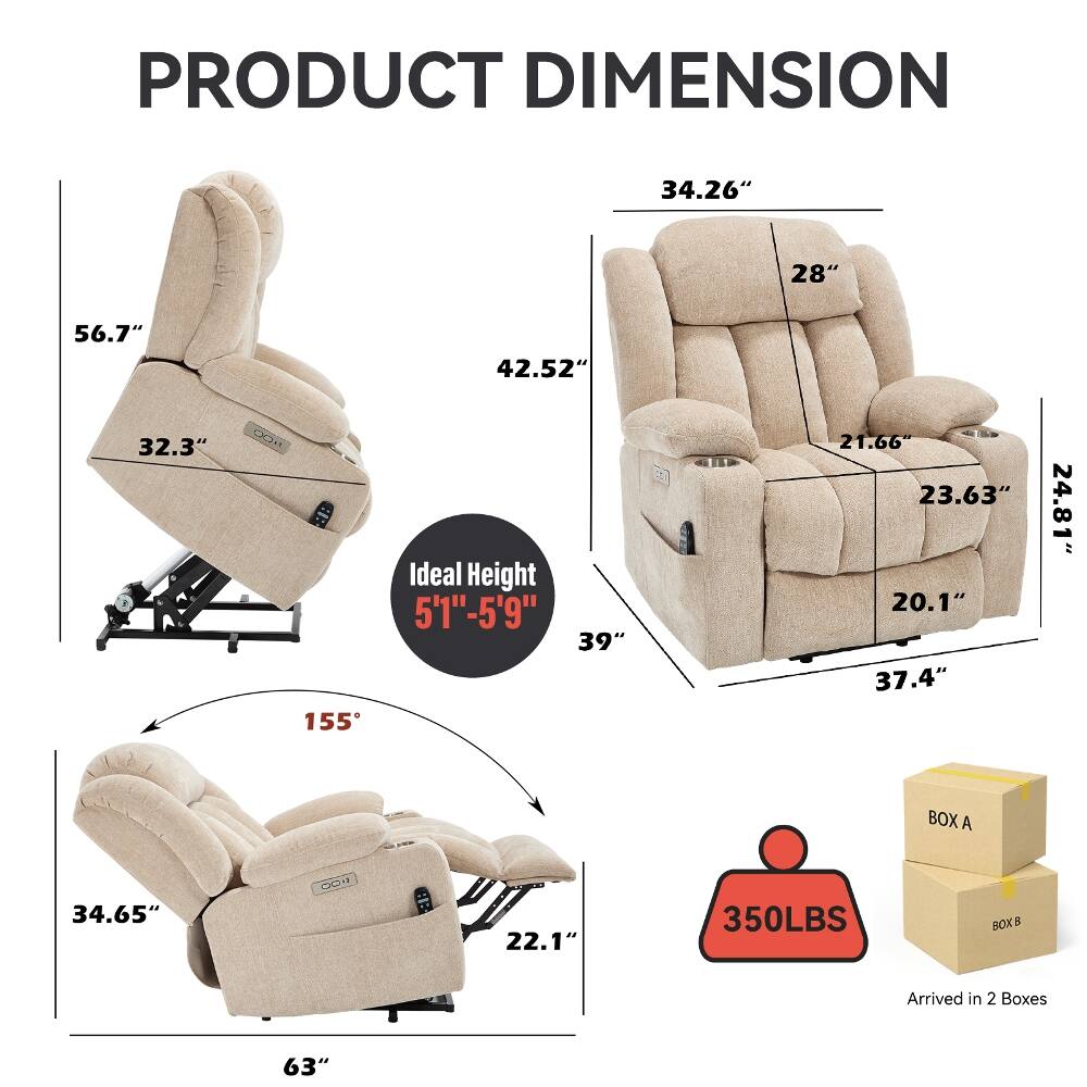 PRODUCT DIMENSION

- 34.26"
- 28"
- 56.7"
- 32.3"
- 42.52"
- Ideal Height 5'1"-5'9"
- 39"
- 155
- 21.66"
- 23.63"
- 20.1"
- 37.4"
- 24.81"
- 34.65"
- 22.1"
- 63"

BOX
- 350LBS
- BOX A
- BOX B
- Arrived in 2 Boxes