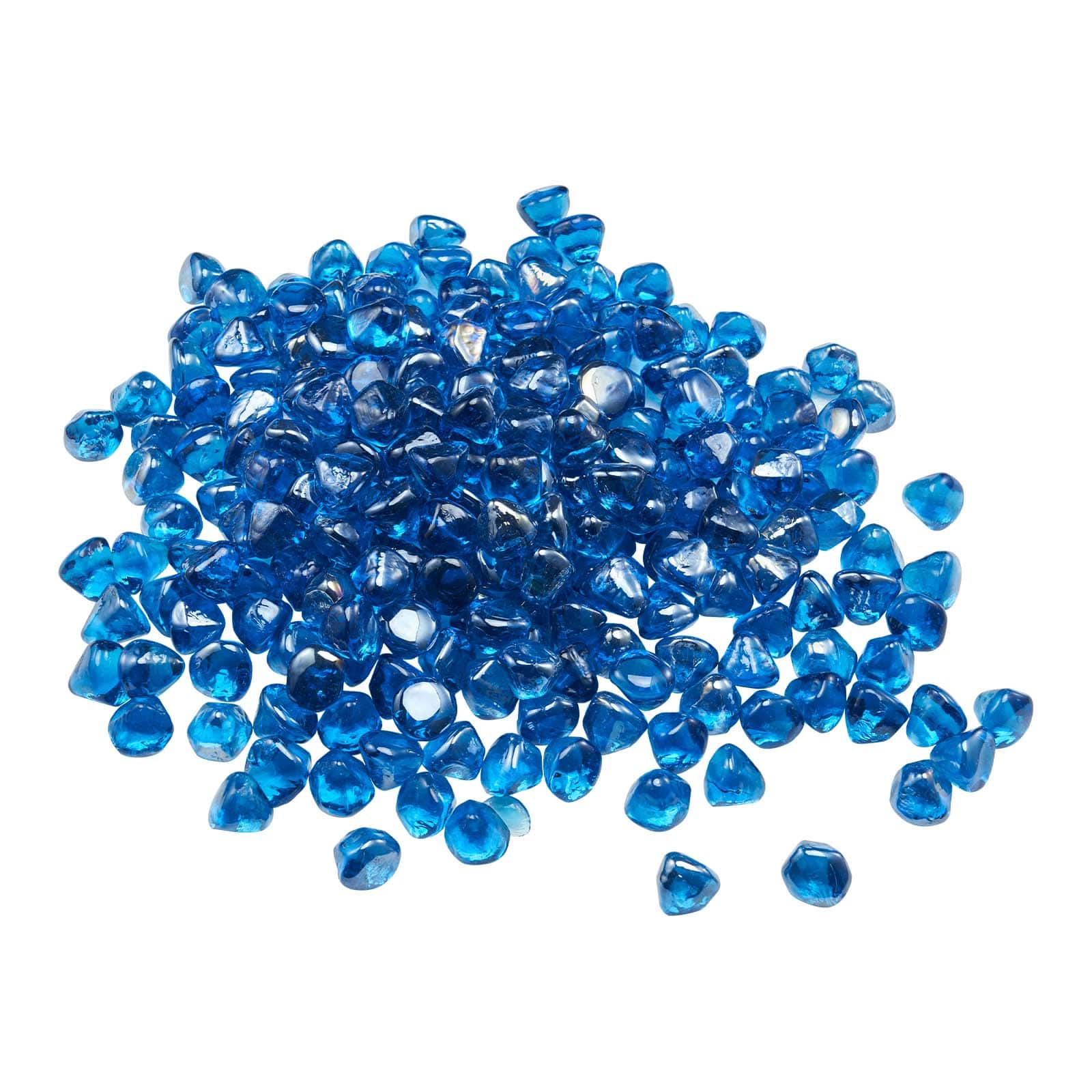 VEVOR - Fire Glass, 10LBS / 4.5KG High-Temperature Resistant Fireplace Rocks, 1 Inch / 25.4 mm Reflective Firepit Glass Diamond - Sea Blue