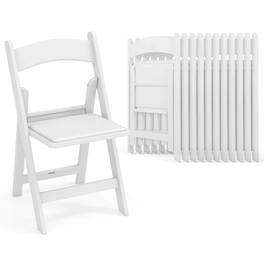 Costway - 12 Pack Resin Folding Chairs with Padded Seat All-Weather Resin Frame Patio - White