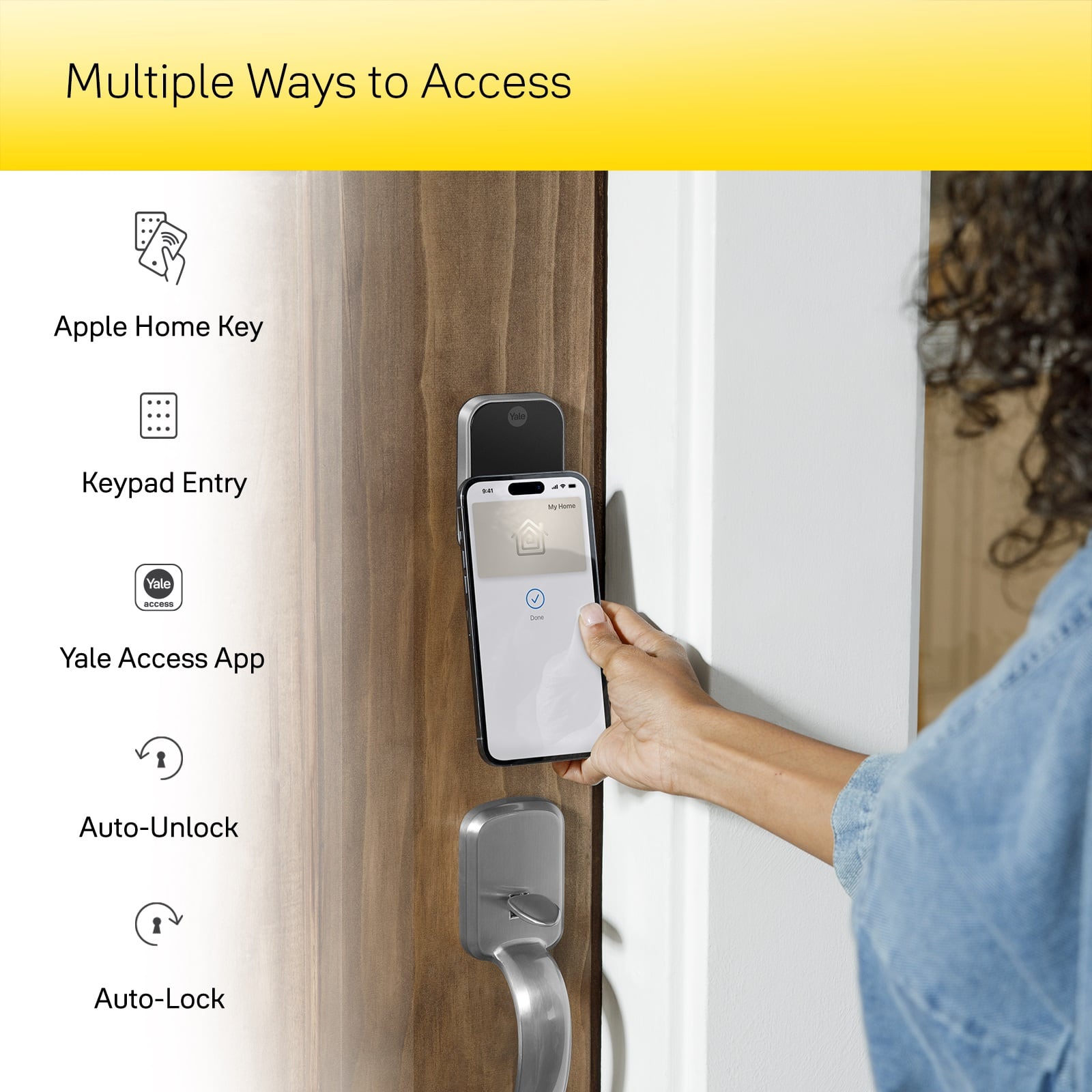 Multiple Ways to Access Apple Home Key: Keypad Entry - W - Yale Access App - Auto-Unlock - Auto-Lock