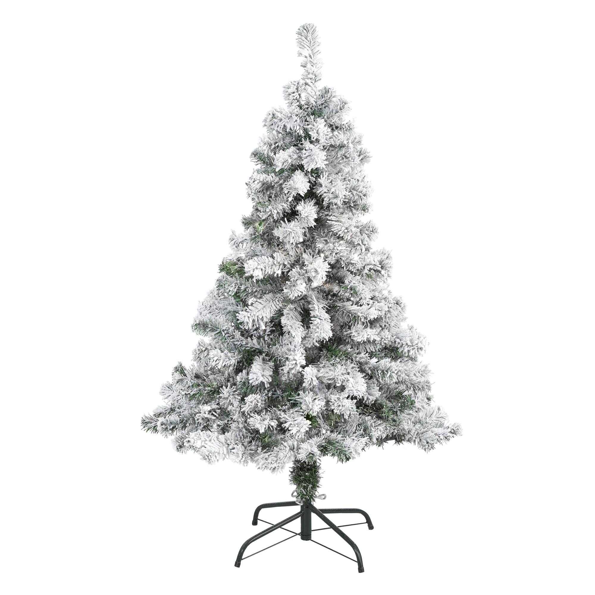 Front. BreeBe - 4' Flocked Rock Springs Spruce Christmas Tree with 225 Tips - White, Green.