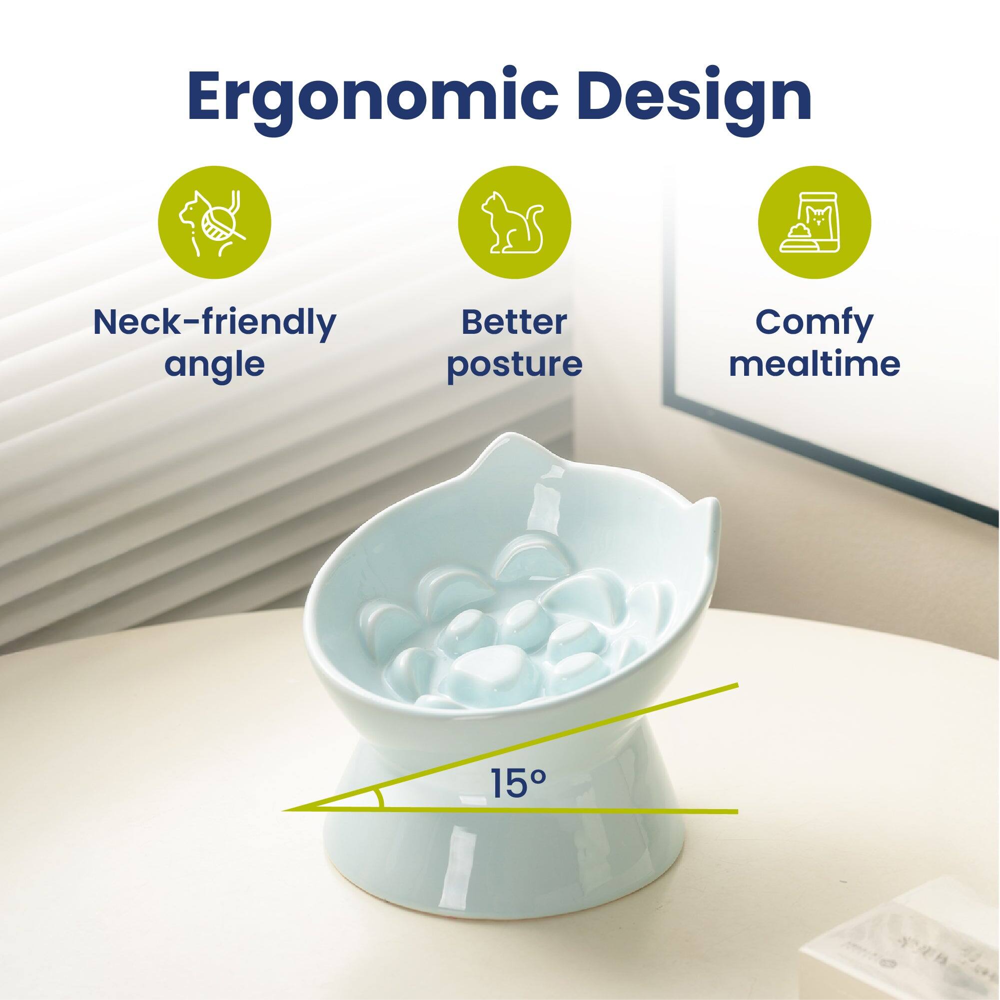 Ergonomic Design
- Neck-friendly angle
- Better posture
- Comfy mealtime
15°