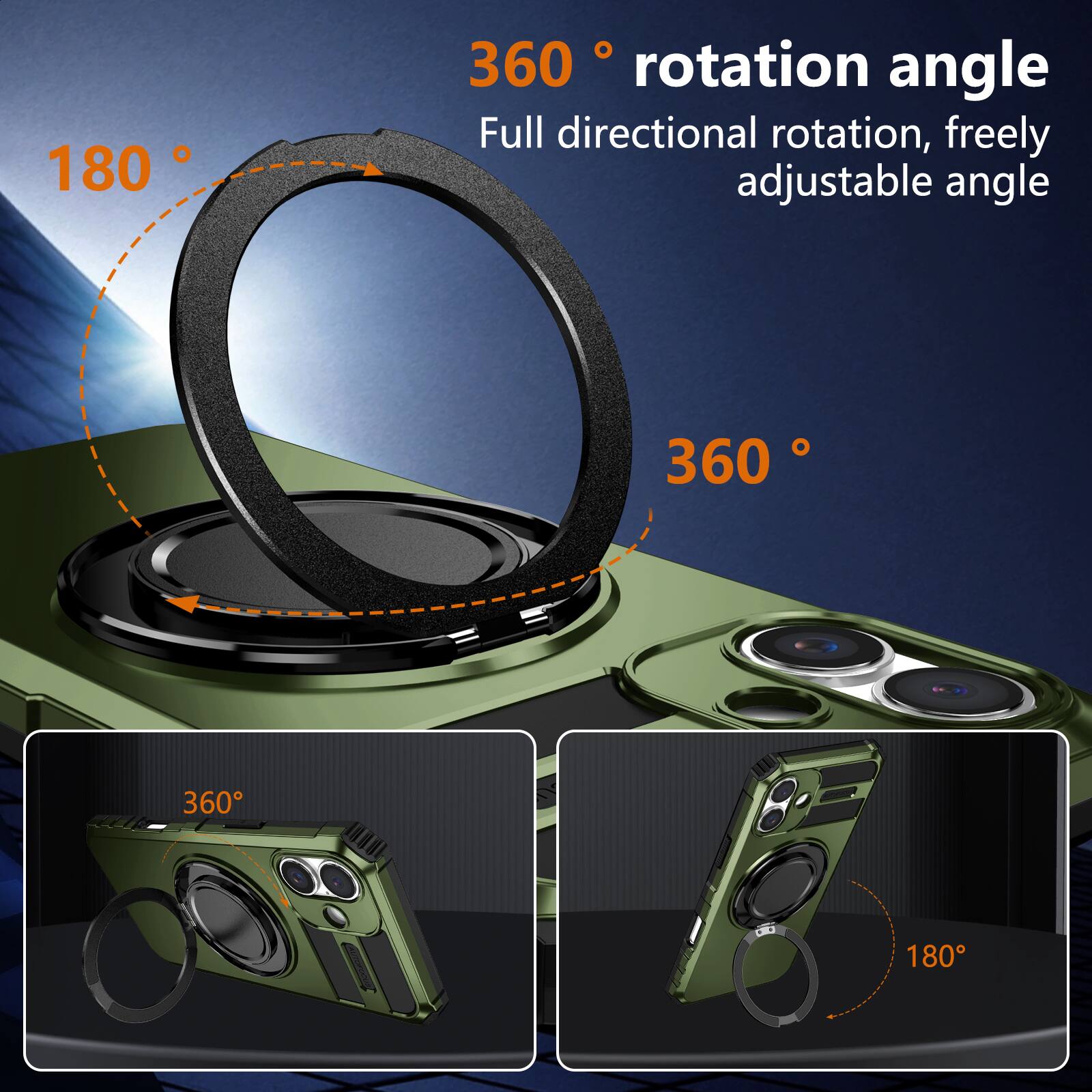 360° rotation angle  
Full directional rotation, freely adjustable angle