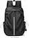 The image shows a black Sahara backpack with a silver zipper down the middle. The backpack is empty and has a tag hanging from it. The text on the image reads "Device sold separately."