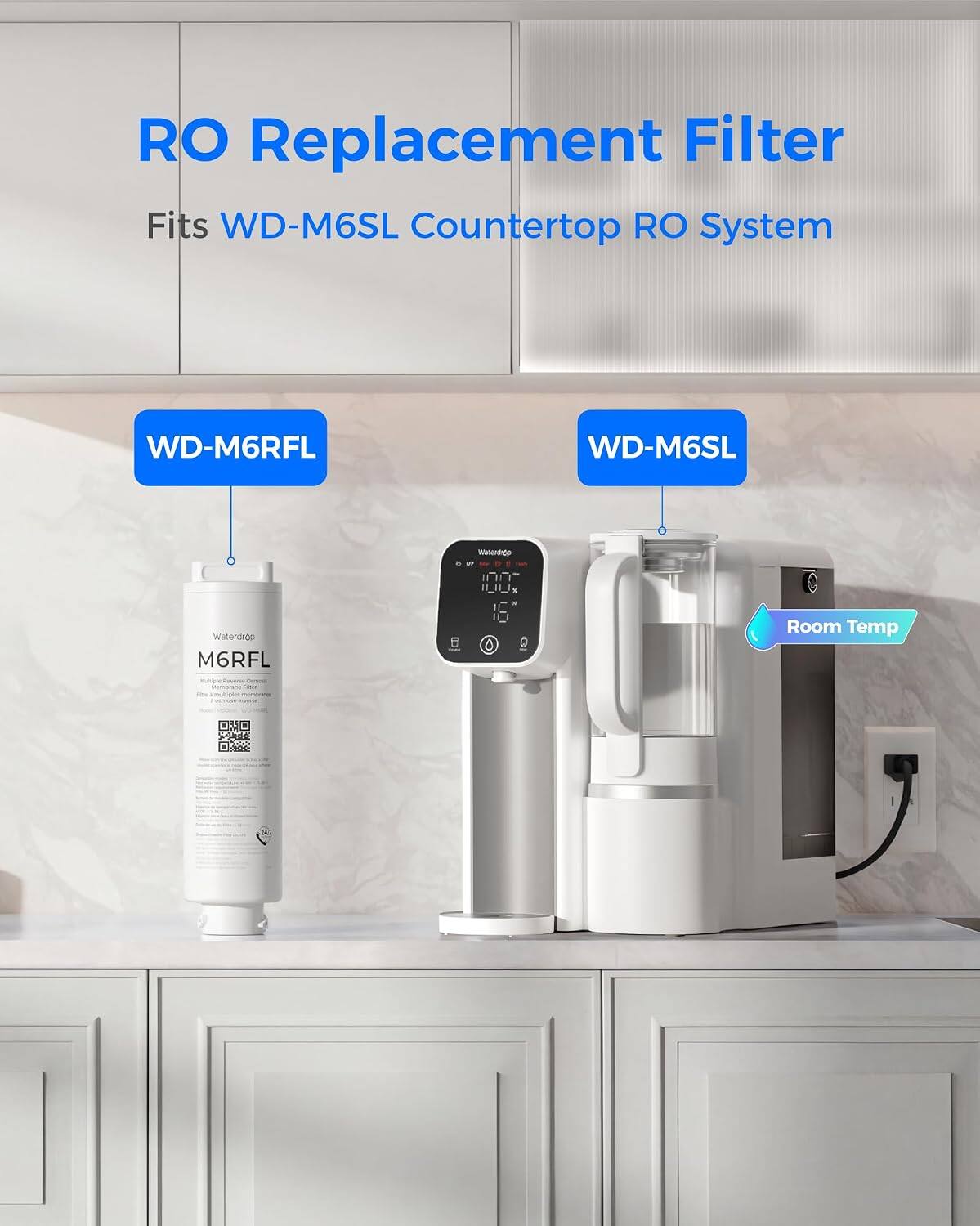 RO Replacement Filter Fits WD-M6SL Countertop RO System WD-M6RFL - I0I Room Temp