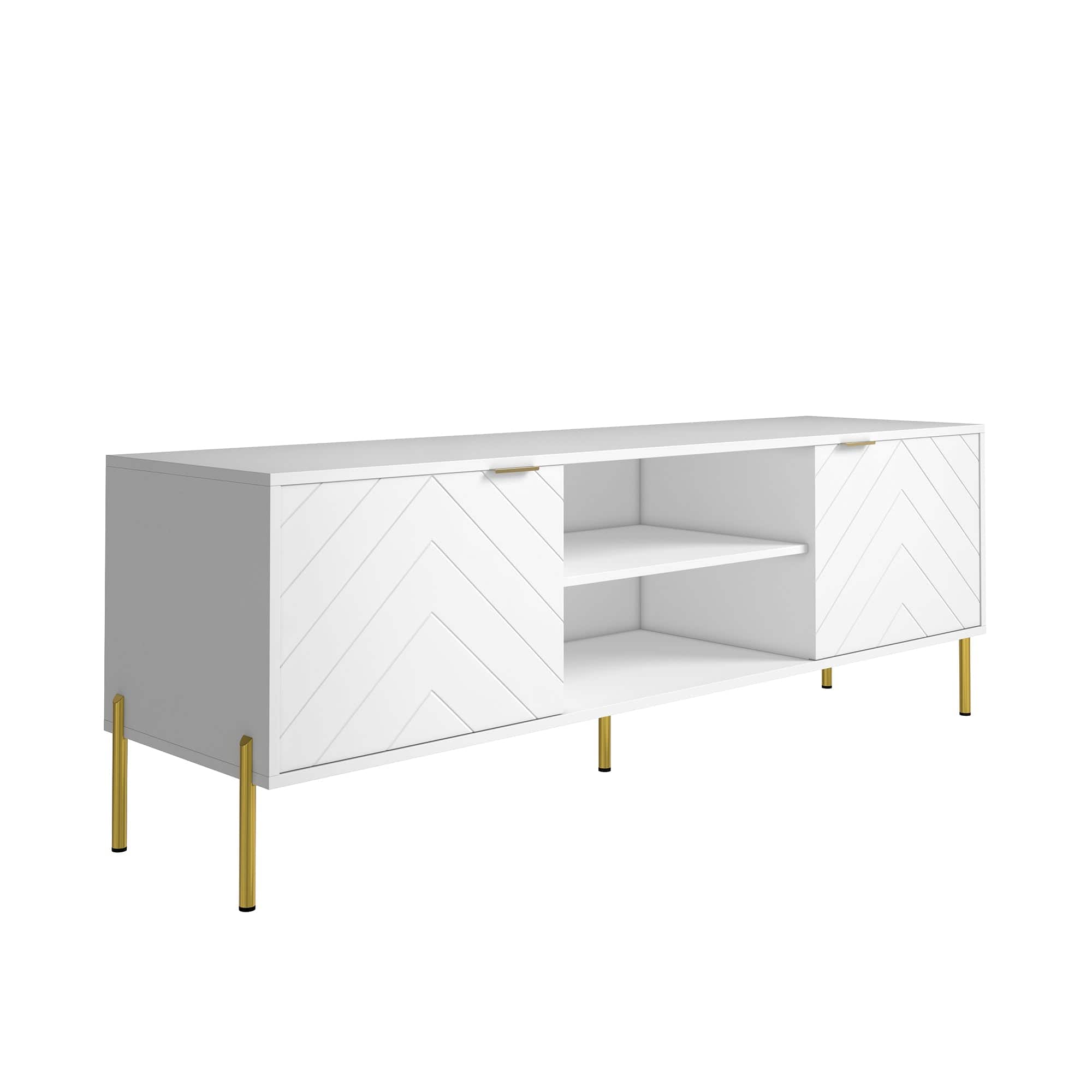 Boyel Living - 59 in. TV Stand Fits TVs Up to 65 in. LED Entertainment Center with Cabinet - White