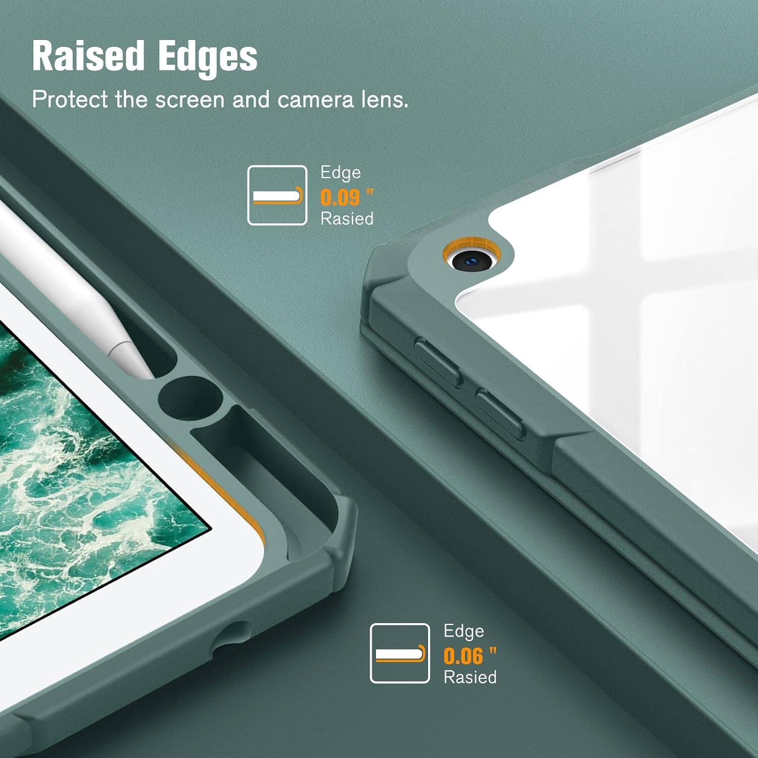 Raised Edges Protect the screen and camera lens.

Edge 0.09" Raised

Edge 0.06" Raised