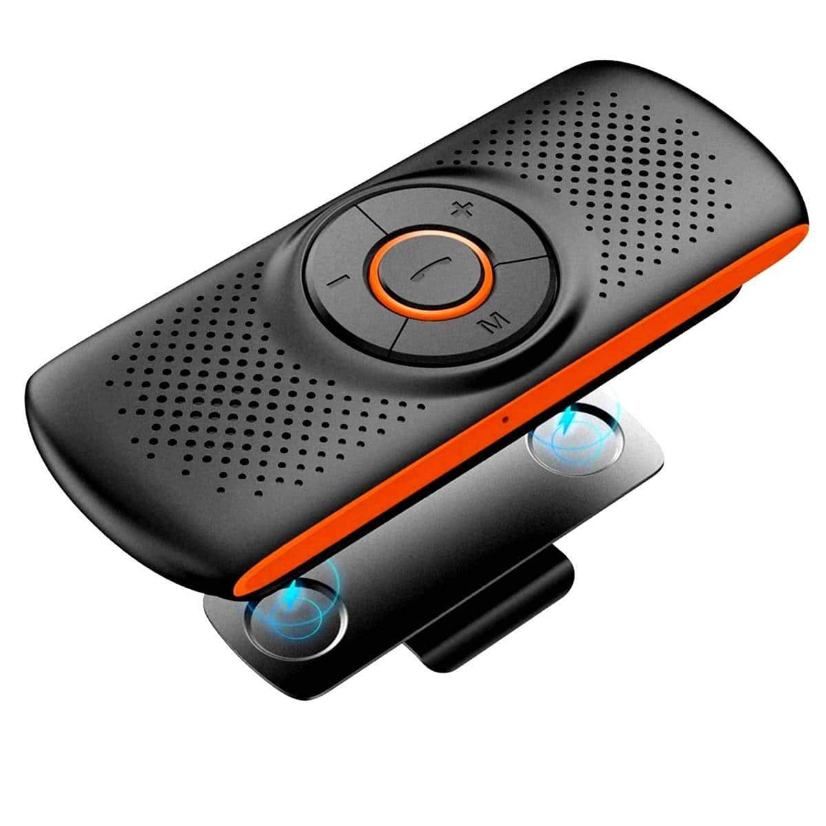 Pacoar Cade - Visor Clip Car Wireless Handsfree Speakerphones Stereo Sound Enhanced Bass/built-in Mic/tf Card Player/google Assista - Orange