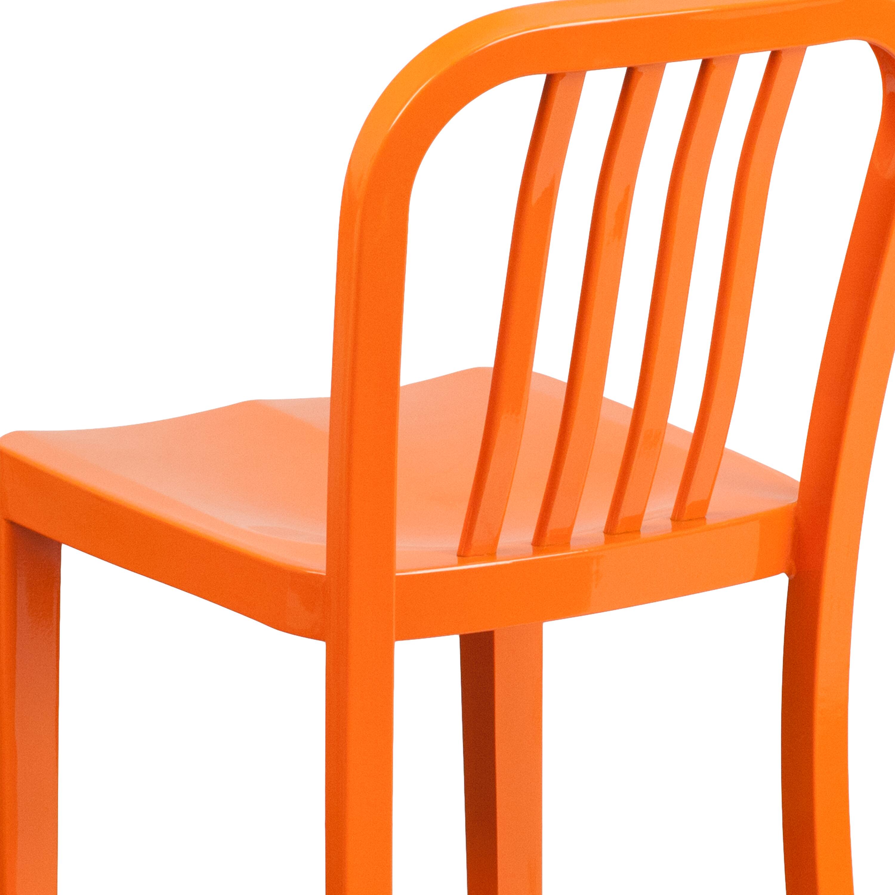 Alt View 9. Emma + Oliver - Commercial Grade 24"H Colorful Metal Indoor-Outdoor Vertical Slat Counter Stool - Orange.