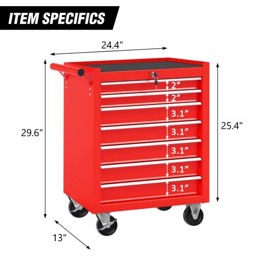 ITEM SPECIFICS

- 24.4"
- 29.6"
- 25.4"
- 13"
- 2"
- 3.1" (repeated 5 times)