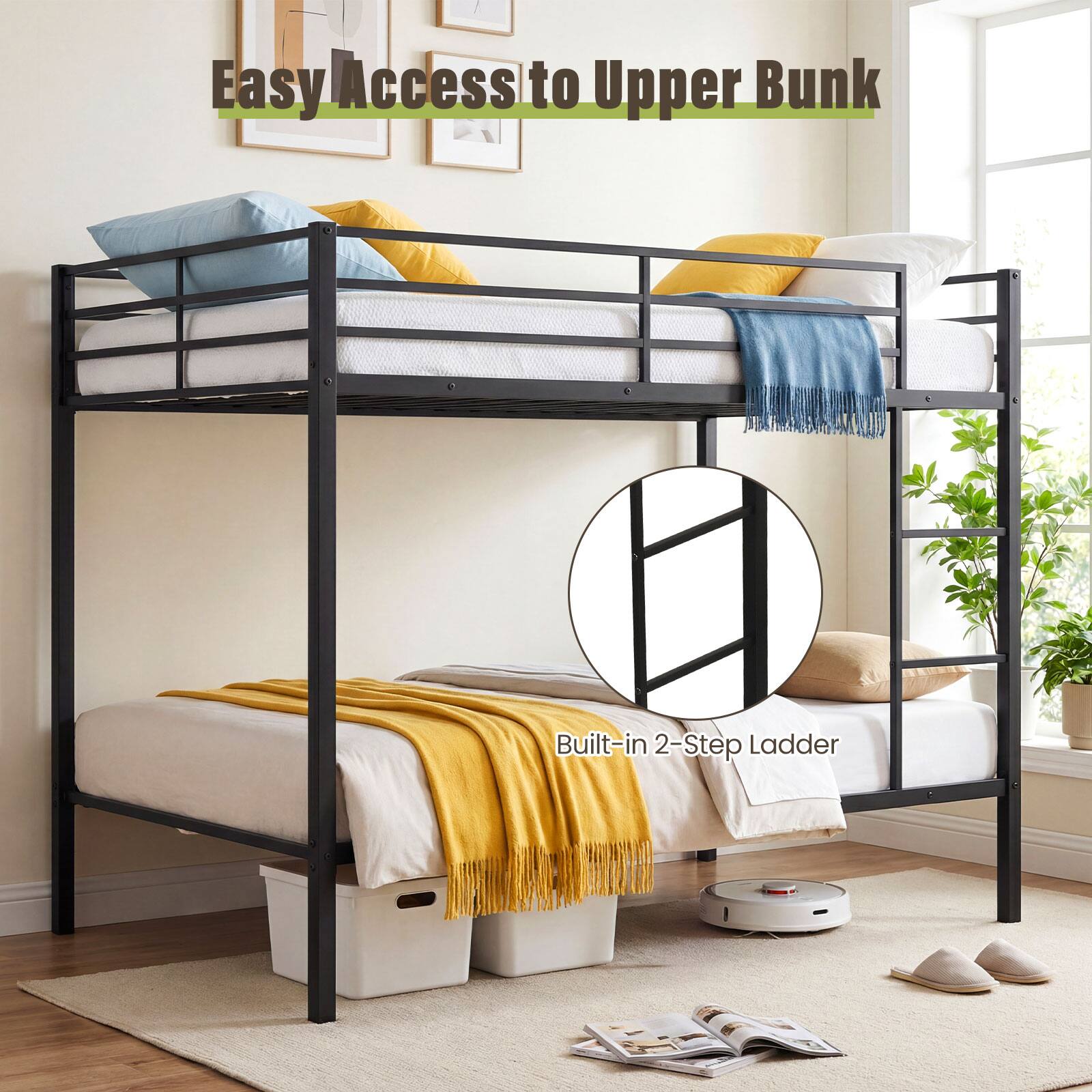 Easy Access to Upper Bunk  
Built-in 2-Step Ladder