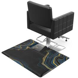 Winado - 3' x 4' x 3/4'' Rectangle Salon Chair Mat with Rectangle Slot & Non Curling Edge for Hair Stylist & Barbershop & Beauty - Gold & Teal