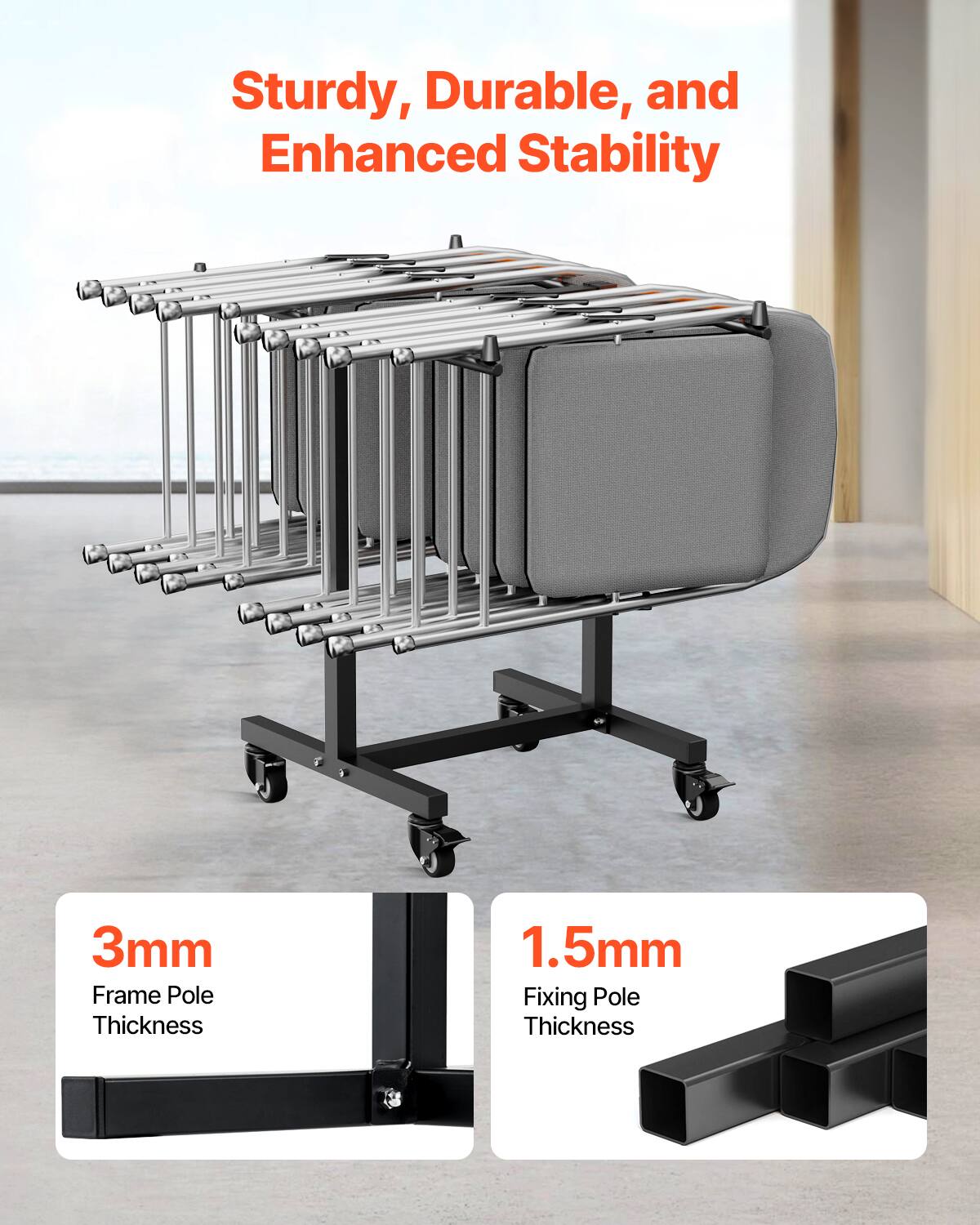 Sturdy, Durable, and Enhanced Stability

3mm Frame Pole Thickness
1.5mm Fixing Pole Thickness