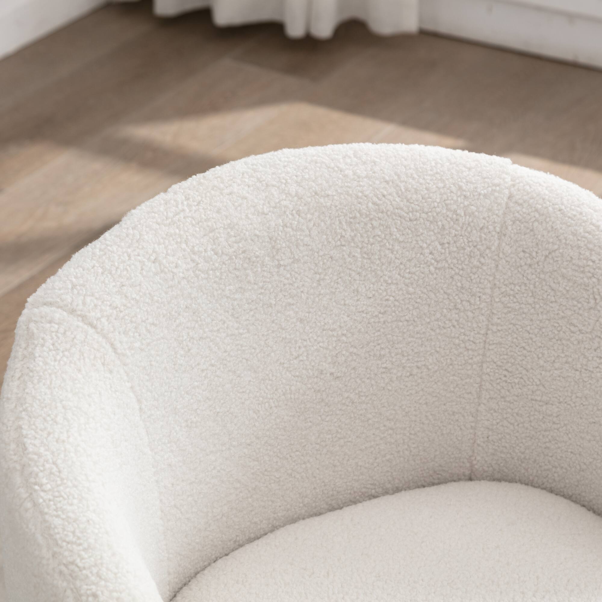 Left. GOODSILO - Plush Swivel Accent Armchair with Ergonomic Design and 360-Degree Rotation for Modern Interiors - Ivory.