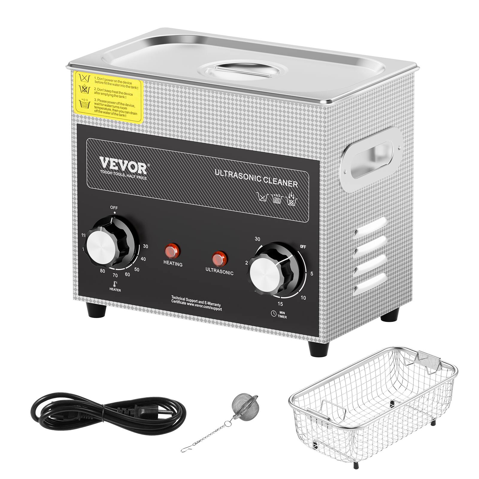 VEVOR TOUGH-TOOLS HALF PRICE ULTRASONIC MACHINE CLEANER OFF 11 30 30 T HEATING 2 83 50 ULTRASONIC 70 60 5 HEATER Technical Certificate Support and E-Warranty www.vevac.com/support TMER E