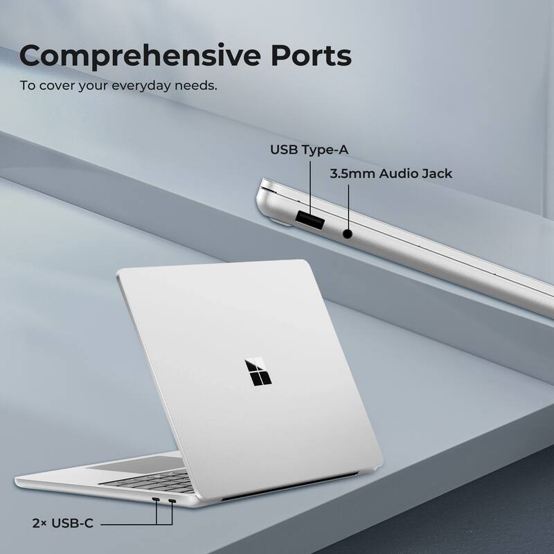 Comprehensive Ports  
To cover your everyday needs.  
USB Type-A  
3.5mm Audio Jack  
2x USB-C