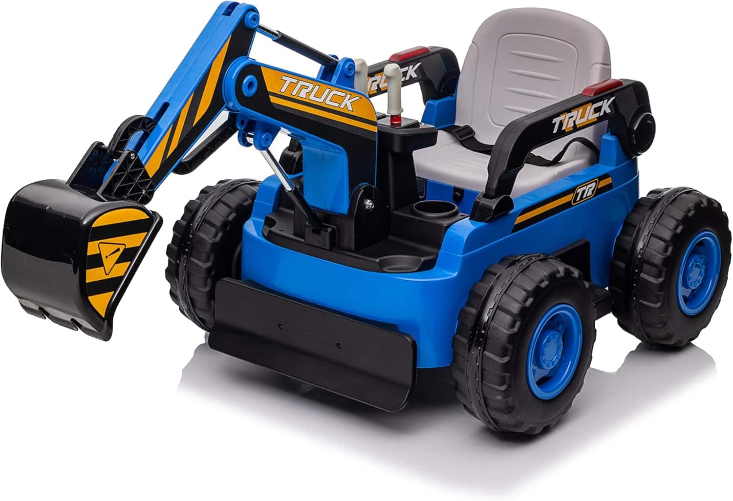 Homhougo - 12V Kids Ride On Excavator with Remote Control, 4WD Electric Construction - Blue