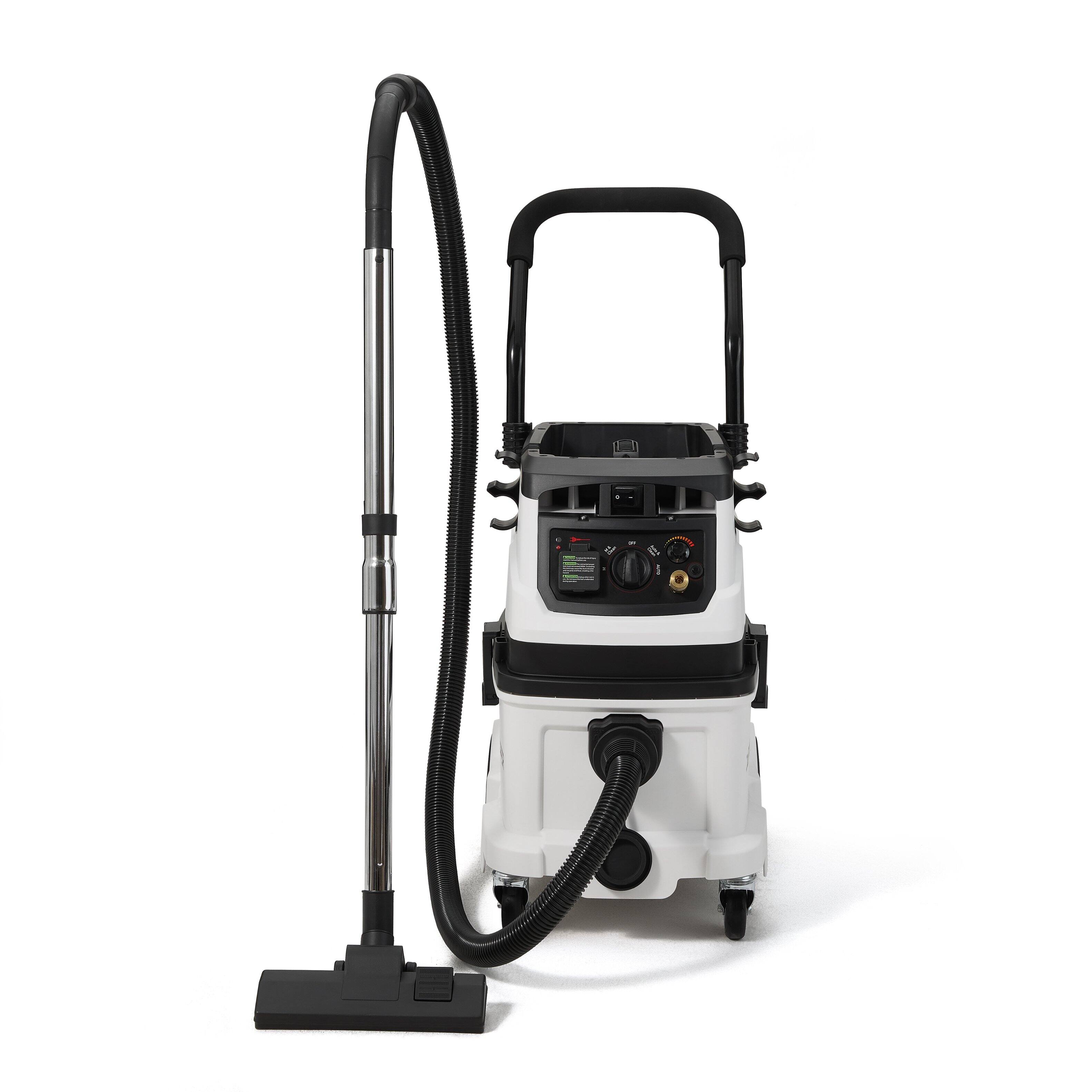 Angle. Dapper Supply - Dapper Supply Wet Dry Dust Extractor Vacuum 10 Gallon Auto HEPA Filter Tool Auto Start 2 Year Warranty - White.