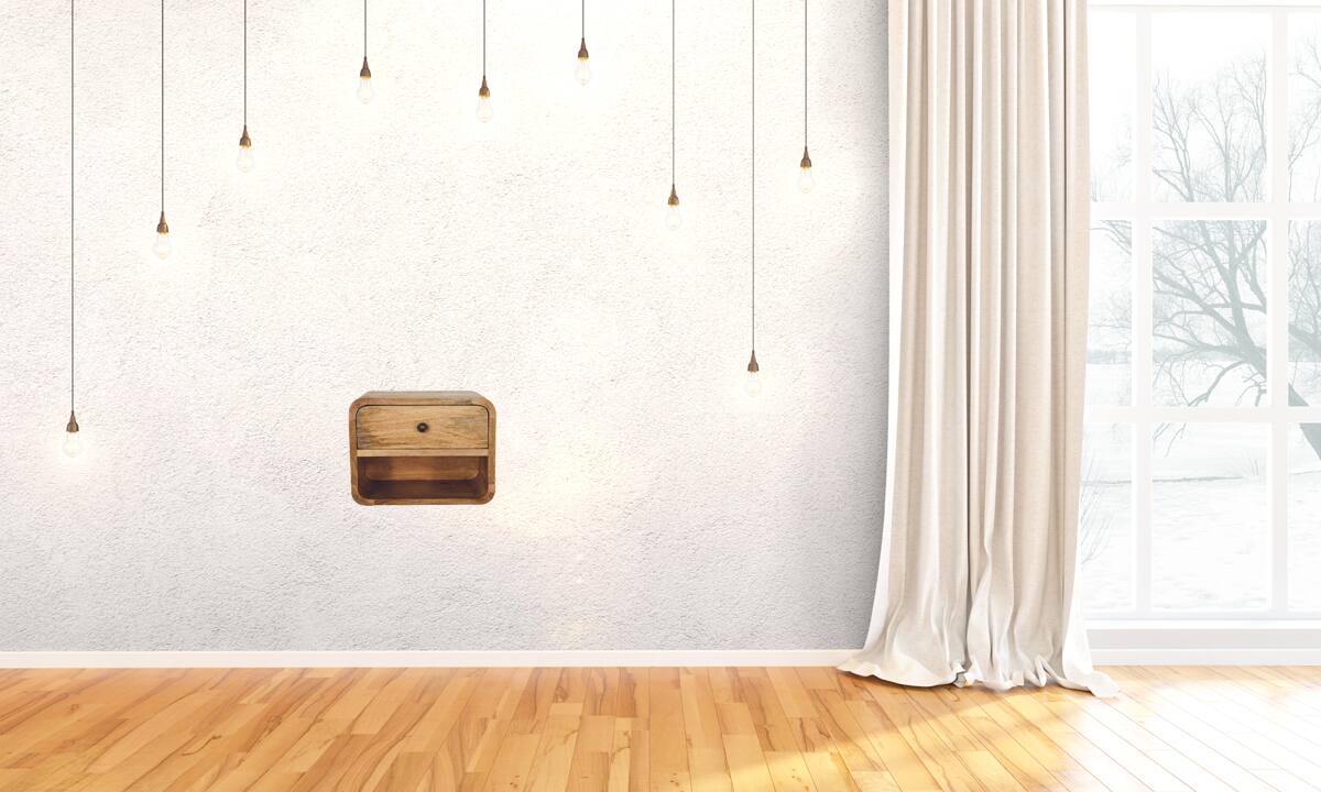 Alt View 6. Artisan Furniture - Artisan Furniture Solid Wood Mini Oak-ish Floating Open Nightstand, 1 Drawer, 1 Open Slot, Brown - Oak.