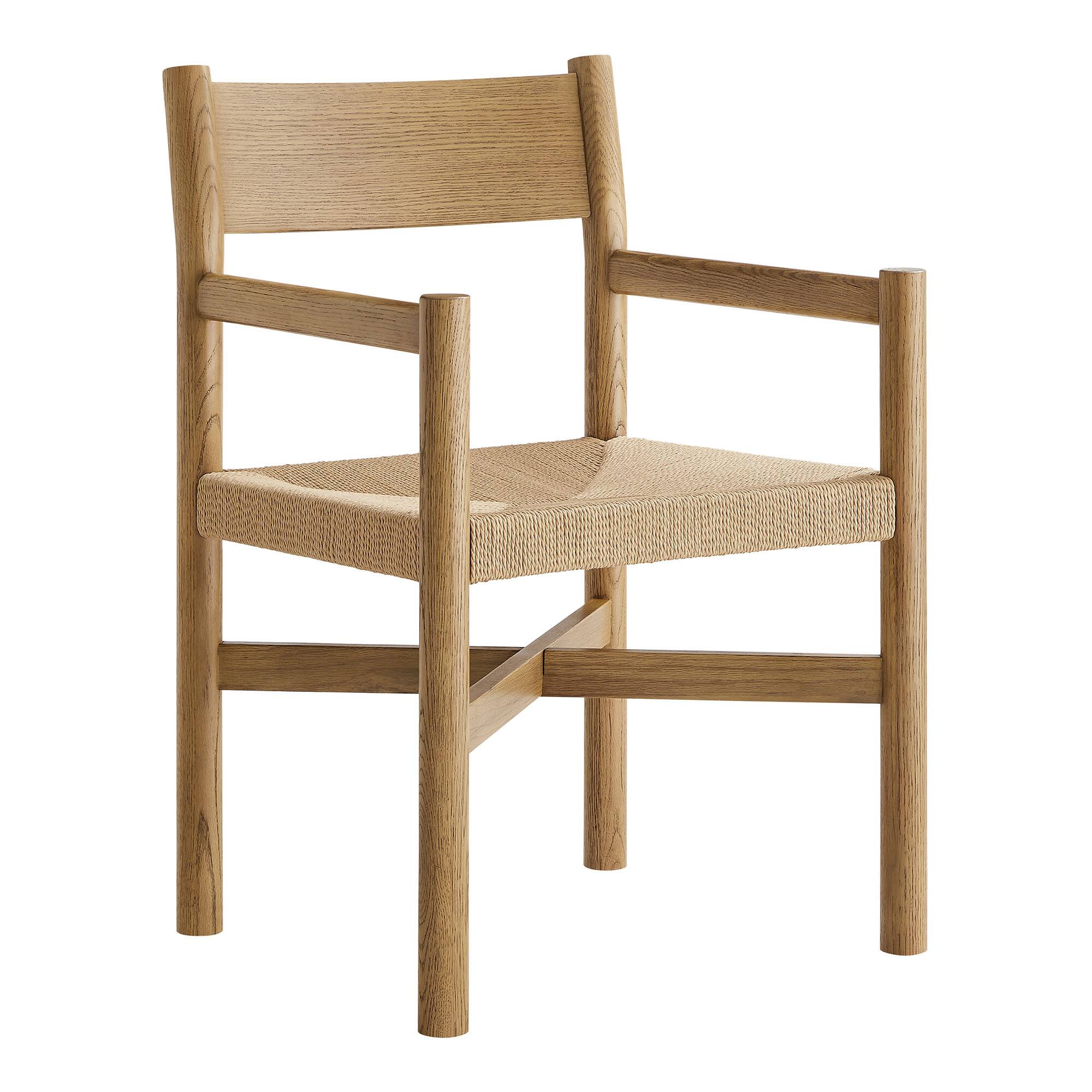 Alt View 2. Modway - Alvia Oak Wood Dining Armchairs With Woven Seats Set of 2 by Modway - Weathered Oak.