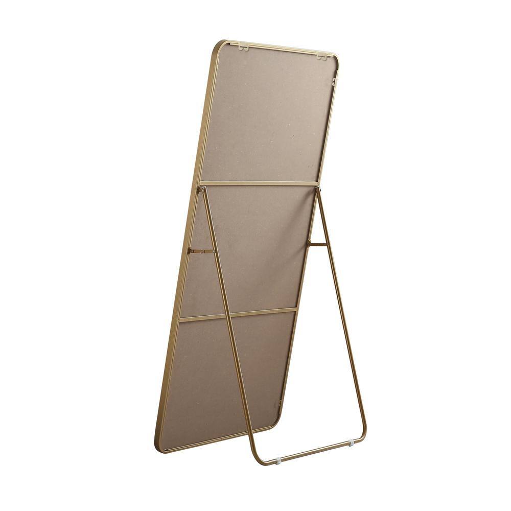 Left. Elegant Decor - Soft Corner Metal Rectangle Full Length Mirror 30x60 Inch in Brass - Brass.