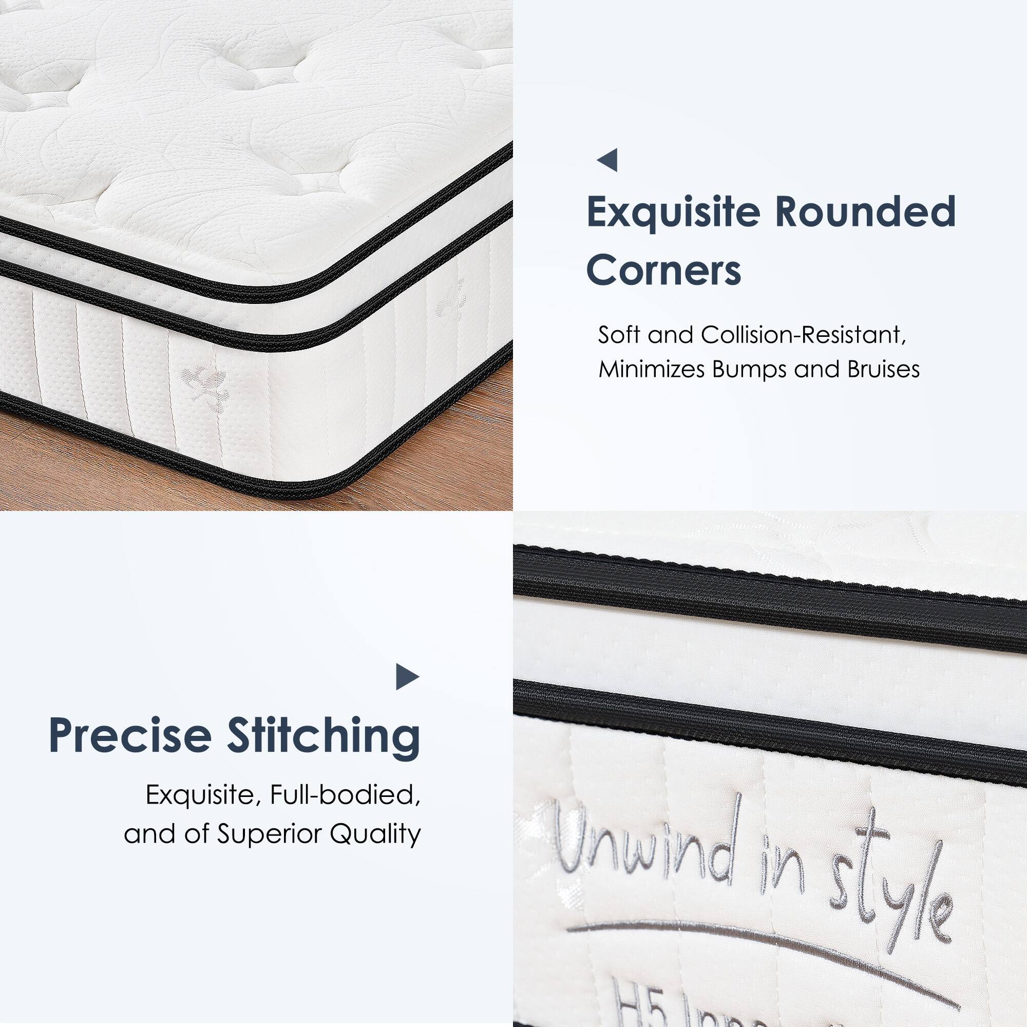 Exquisite Rounded Corners  
Soft and Collision-Resistant, Minimizes Bumps and Bruises  

Precise Stitching  
Exquisite, Full-bodied, and of Superior Quality  

Unwind in style