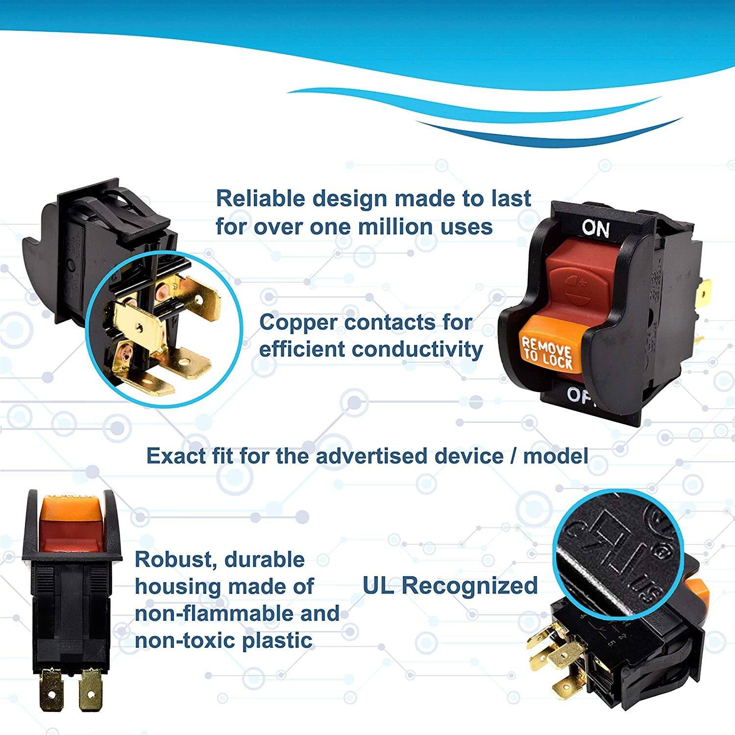 Reliable design made to last for over one million uses  
Copper contacts for efficient conductivity  
Exact fit for the advertised device / model  
Robust, durable housing made of non-flammable and non-toxic plastic  
UL Recognized