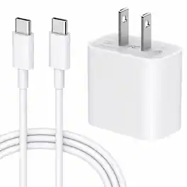 Core Tech - 20W USB-C Fast Charger with 3 ft Cable – PD Wall Charger for iPhone 17/16/15 iPad (Fast Charging,)