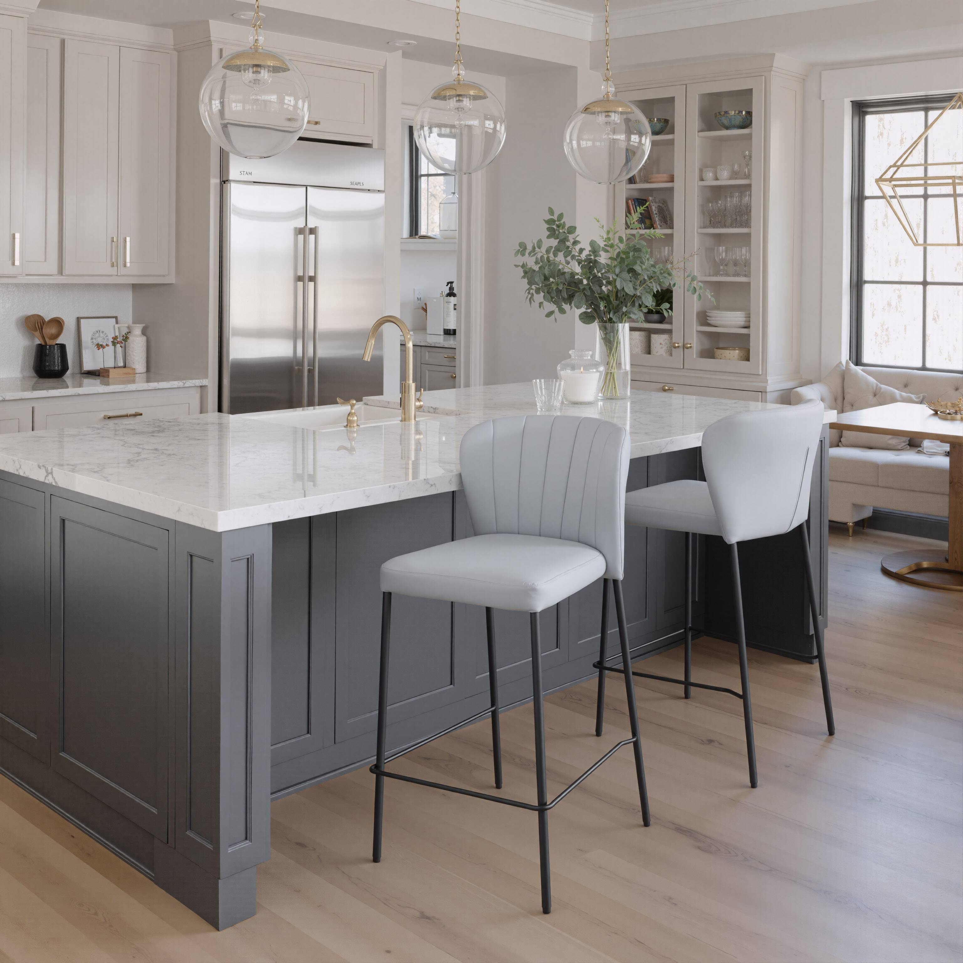 Angle. Hivvago - Linz Counter Stool (Set of 2) Gray - Gray.