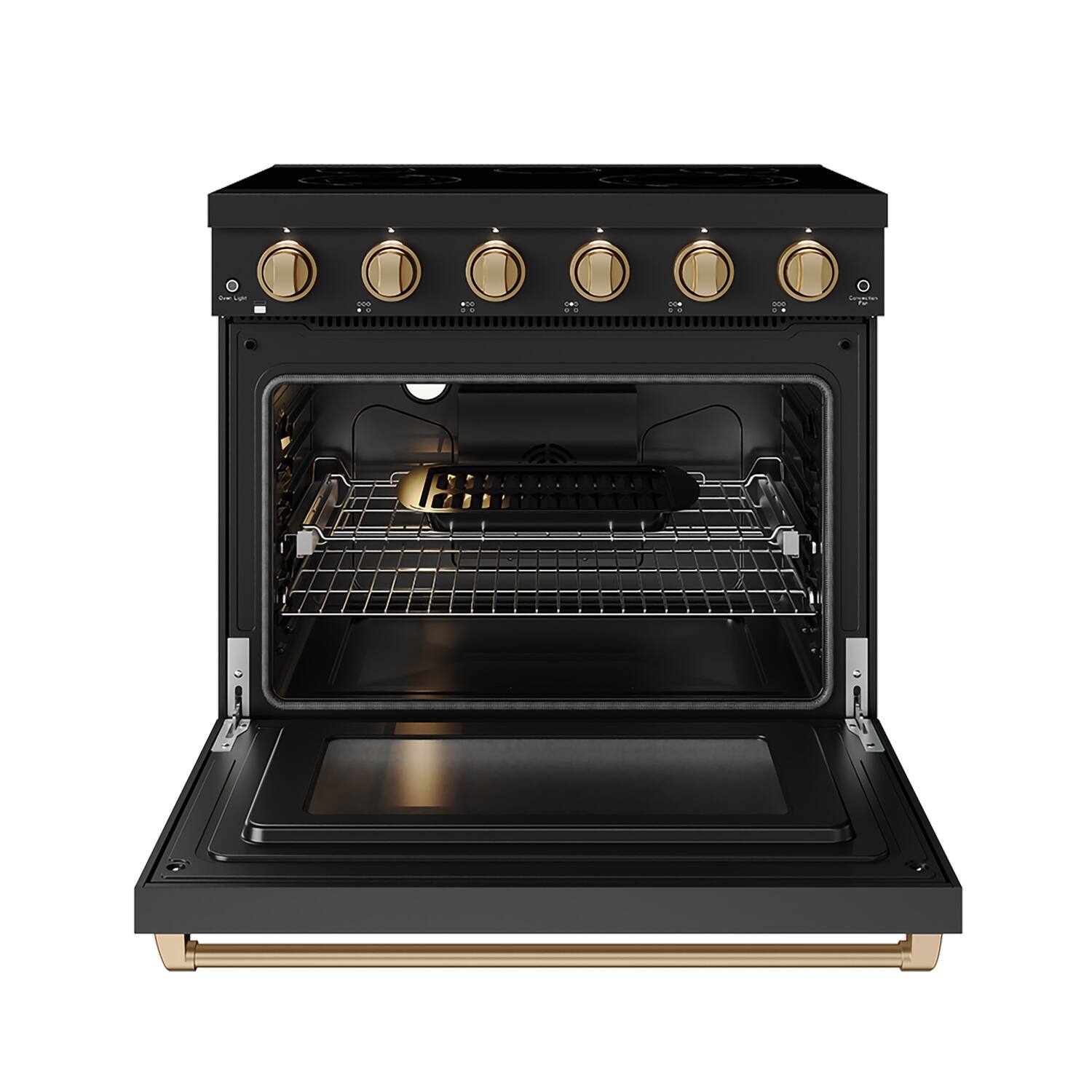 Alt View 1. Thor Kitchen - Gordon Ramsay Series by Thor Kitchen 6.0 Cu. Ft Freestanding Electric Range with Bronze Hardware - Black.