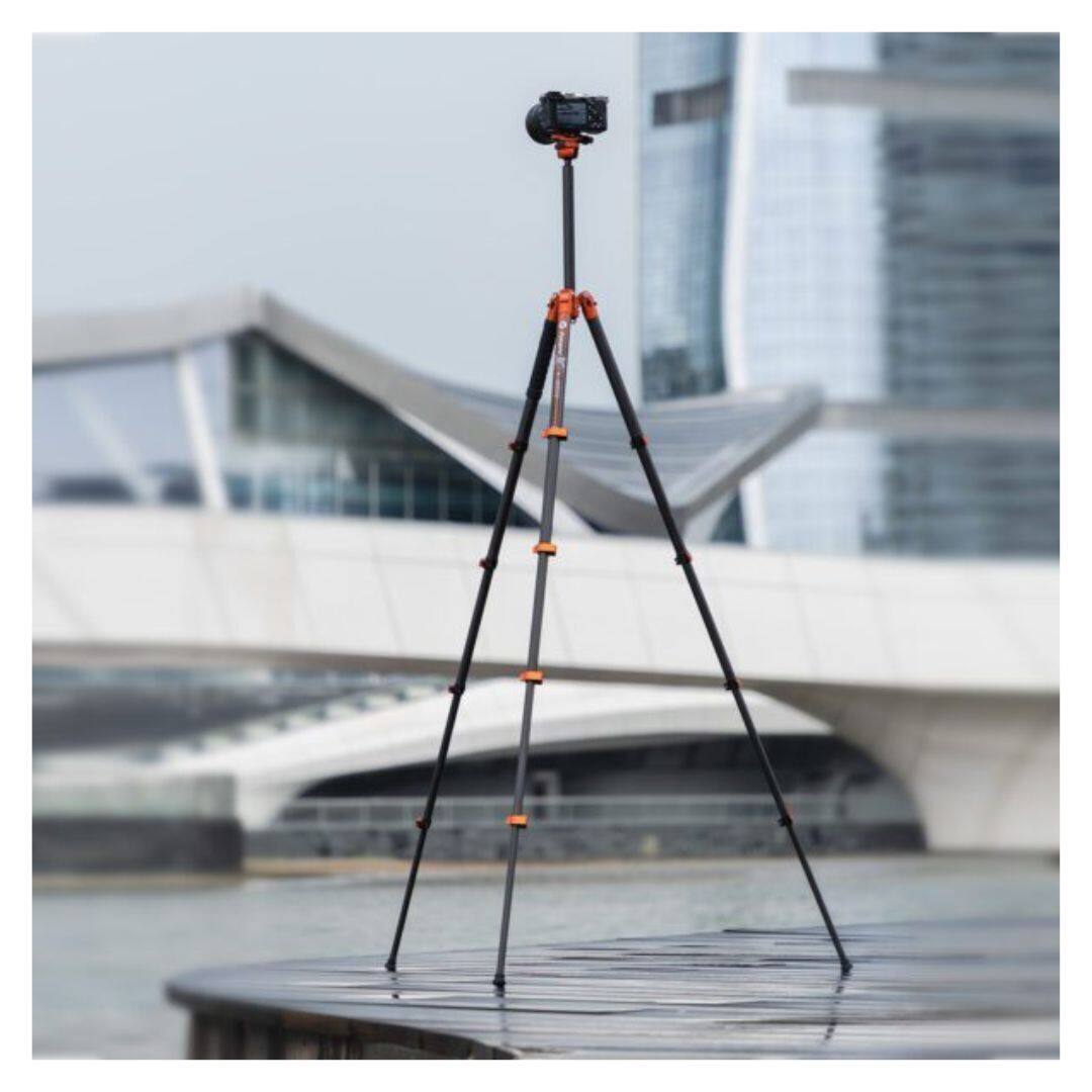Back. FotoPro - Fotopro X Airfly Orange Tripod with Lightweight 3K Carbon Fiber Legs.
