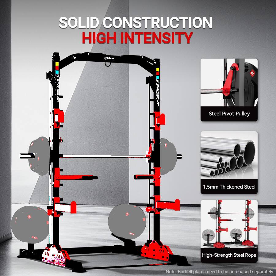 SOLID CONSTRUCTION HIGH INTENSITY

- Steel Pivot Pulley
- 1.5mm Thickened Steel
- High-Strength Steel Rope

Note: Barbell plates need to be purchased separately.