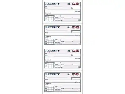 RECEIPT No. 123451
$ DOLLARS
RECEIPT No. 123452
$ DOLLARS
RECEIPT No. 123453
$ DOLLARS
RECEIPT No. 123454
$ DOLLARS