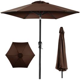 Best Choice Products - 10ft Outdoor Steel Market Patio Umbrella w/ Crank, Tilt Push Button, 6 Ribs - Brown