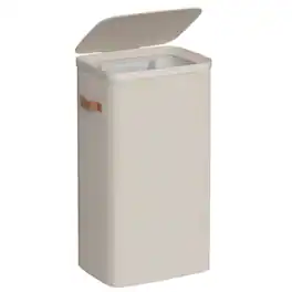 Songmics Home - Laundry Basket, 26.4 Gal. Laundry Hamper, Easy Assembly, with Lid and Handles, Removable Liner - Cappuccino Beige