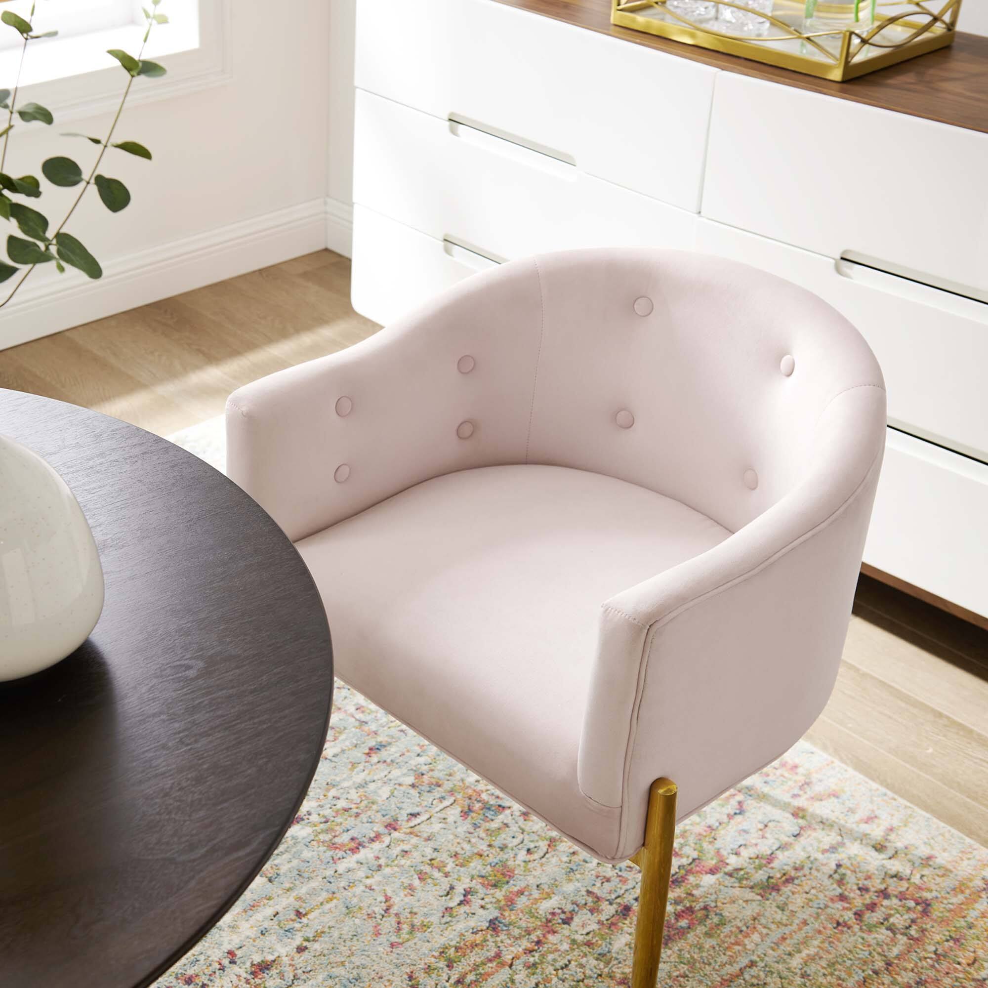 Back. Modway - Savour Tufted Performance Velvet Accent Chair by Modway - Pink.