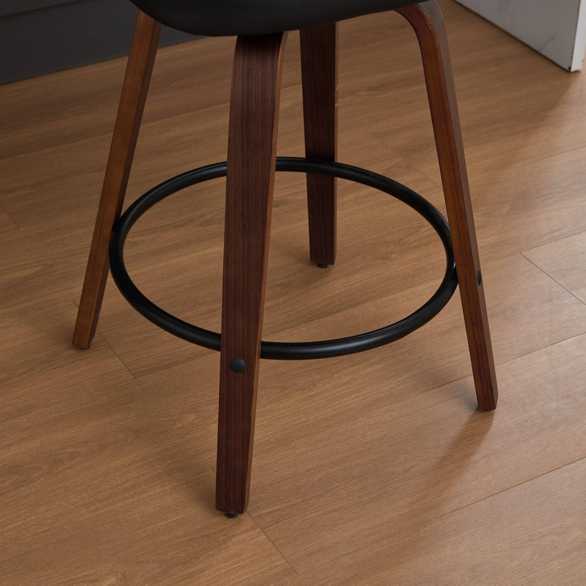 Alt View 5. Boyel Living - 26 Inch Swivel Counter Height Bar Stools Set of 2 with Walnut Bentwood Legs - Black.