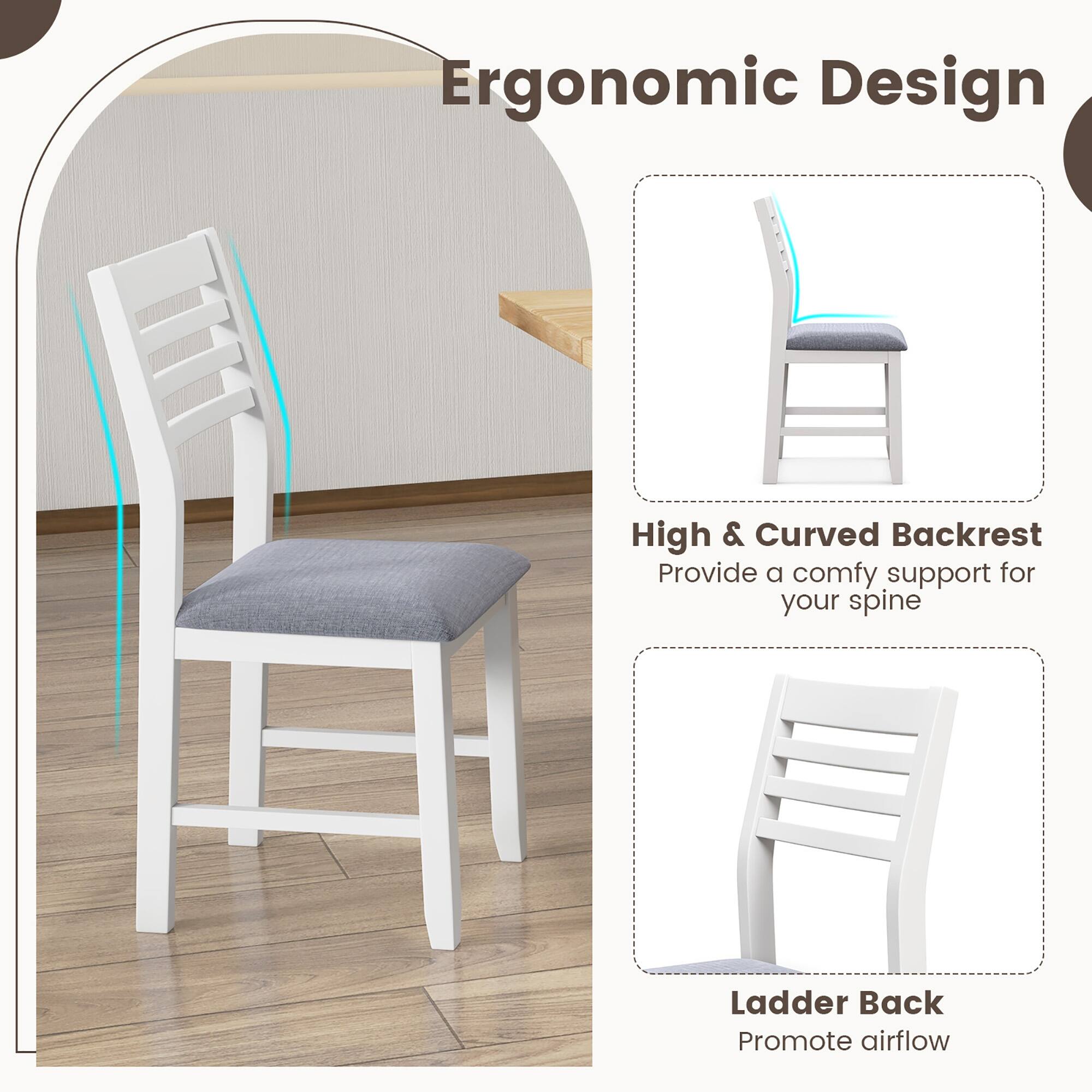 Ergonomic Design

High & Curved Backrest  
Provide a comfy support for your spine

Ladder Back  
Promote airflow