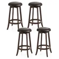 Costway - 29" Counter Height Stools Set of 4 with 360° Swivel Round Seat & Footrest - Brown - Front_Zoom