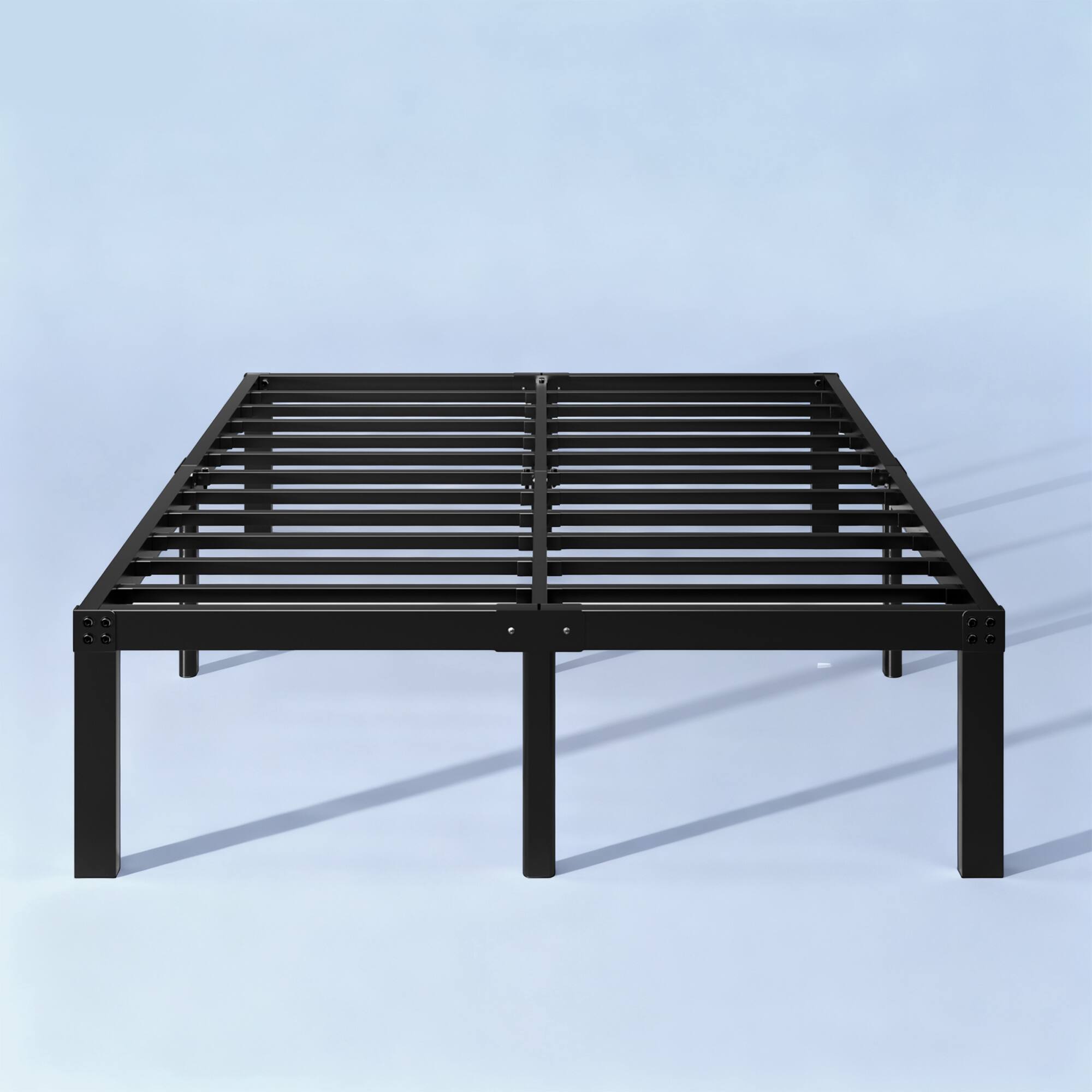 Vecelo - Metal Platform Bed Frame with 14" Under-Bed Storage, Noise-Free Steel Slats, No Box Spring Needed, Heavy Duty Frame - Twin