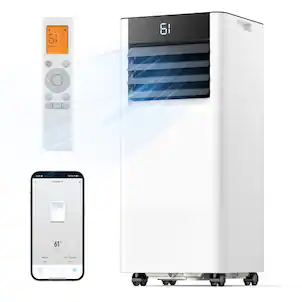 SIMZLIFE - Portable Air Conditioner 8000 BTU, Rooms up to 350 Sq. Ft, App & Voice Control,3-in-1 with Cool/Fan/Dry, Quiet - White