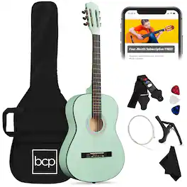 Best Choice Products - 38in Beginner Acoustic Guitar Starter Kit w/ Gig Bag, Strap, Extra Strings - SoCal Green