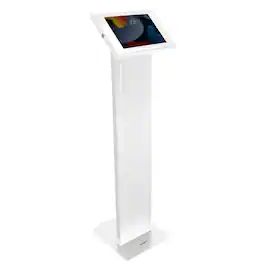Mount-It! - Anti‑Theft Floor Standing Tablet Kiosk with Adjustable Viewing & Locking Enclosure Tablets - White