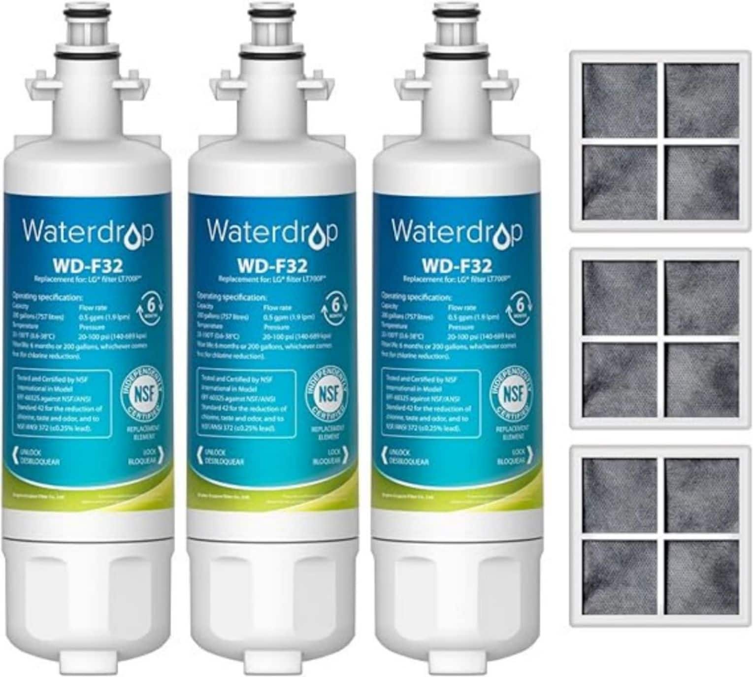 Waterdrop - ADQ36006101 Replacement for LG® LT700P® Refrigerator Water Filter, Kenmore® 9690, 469690