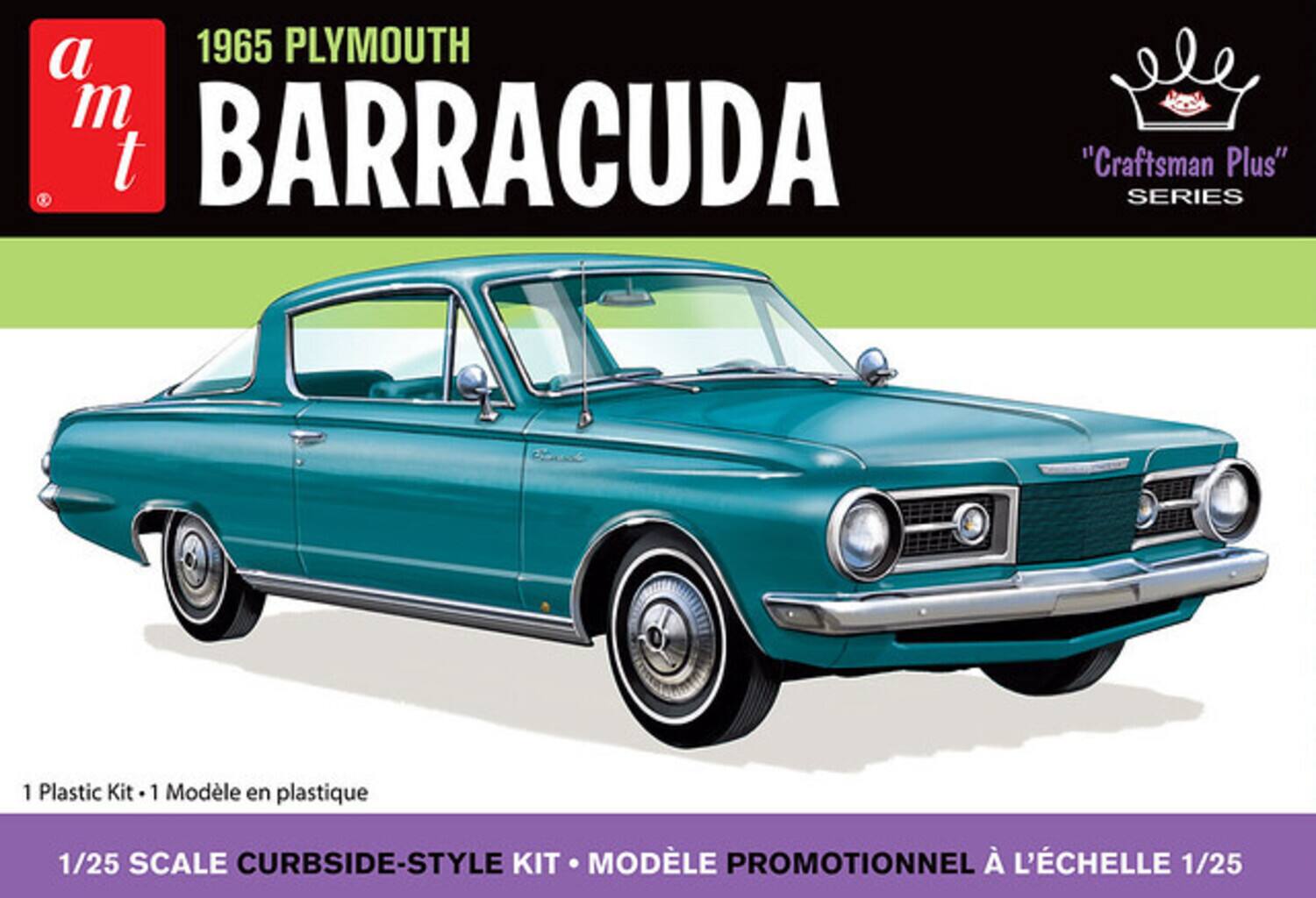 1965 Plymouth Barracuda  
"Craftsman Plus" Series  

1 Plastic Kit - 1 Modèle en plastique  
1/25 Scale Curbside-Style Kit - Modèle Promotionnel à l'échelle 1/25